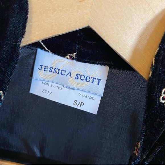 Vintage Jessica Scott Sheer Mesh Velvet Button Top Floral Flowers Black Jacket - Picture 6 of 12